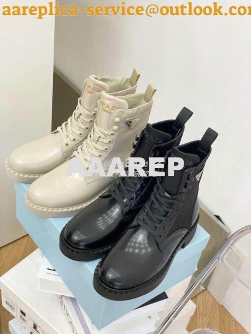 Replica Prada Brushed Leather And Nylon Boots 2UE011 Black