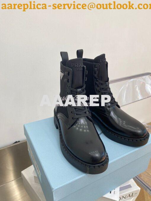 Replica Prada Brushed Leather And Nylon Boots 2UE011 Black 4