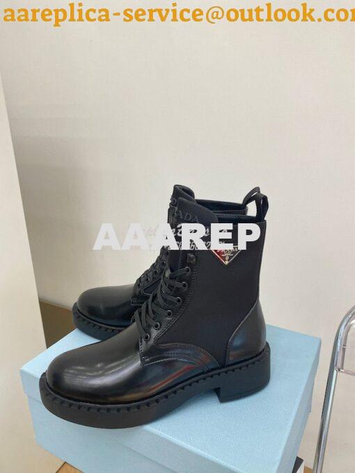 Replica Prada Brushed Leather And Nylon Boots 2UE011 Black 5