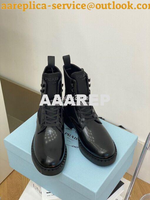 Replica Prada Brushed Leather And Nylon Boots 2UE011 Black 6