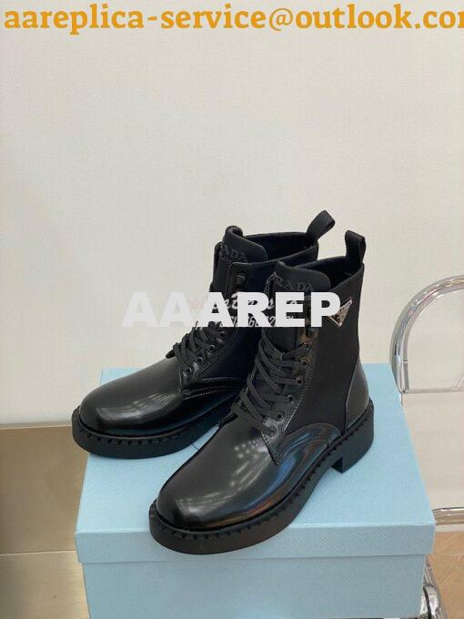 Replica Prada Brushed Leather And Nylon Boots 2UE011 Black 7