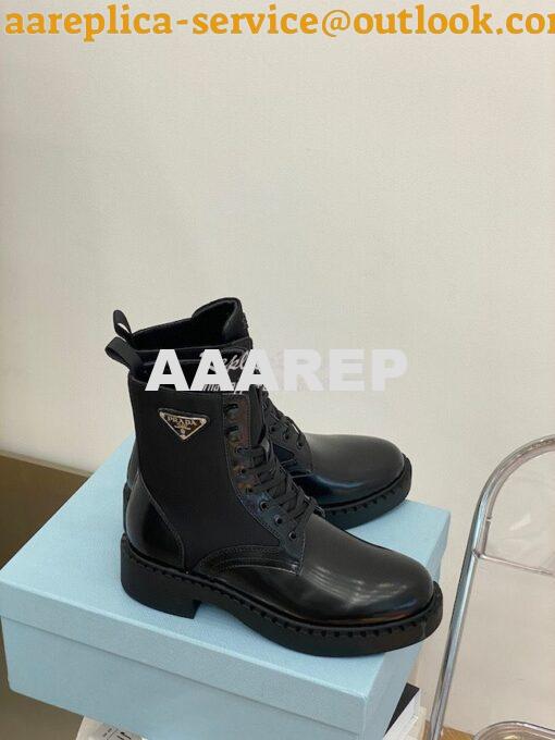 Replica Prada Brushed Leather And Nylon Boots 2UE011 Black 8