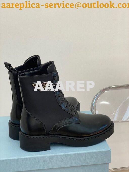 Replica Prada Brushed Leather And Nylon Boots 2UE011 Black 9