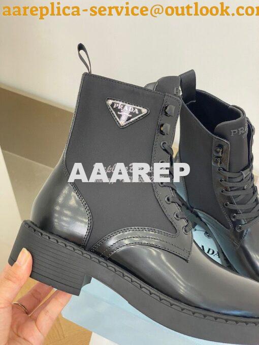 Replica Prada Brushed Leather And Nylon Boots 2UE011 Black 10