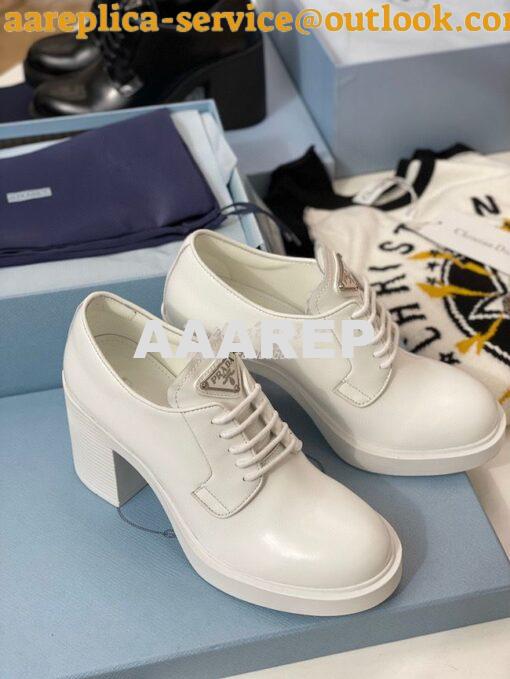 Replica Prada High-heeled Brushed Leather Lace-Ups 1E976M 5