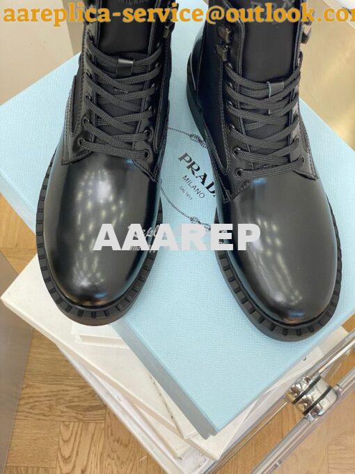 Replica Prada Brushed Leather And Nylon Boots 2UE011 Black 11