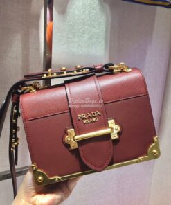 Replica Prada Cahier Leather Bag 1BD045 Tone Claret Red 2