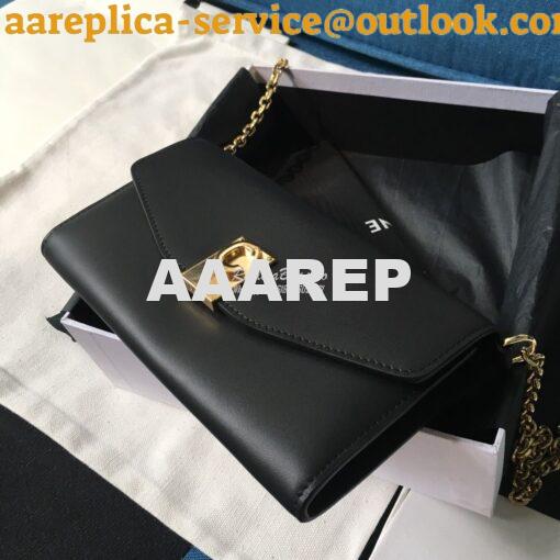 Replica Celine C Wallet On Chain in Smooth Calfskin 10B903 Black 2