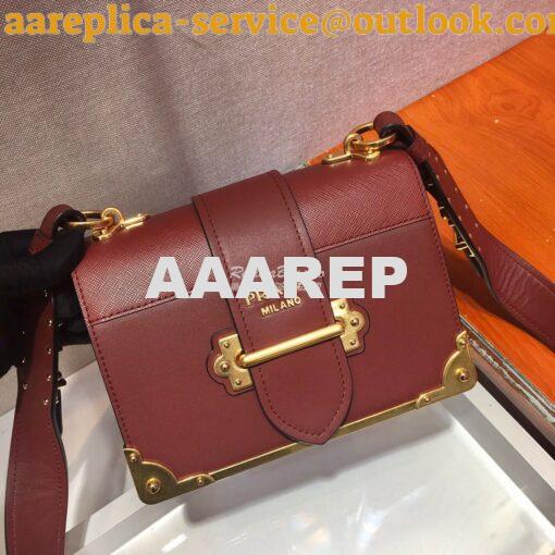 Replica Prada Cahier Leather Bag 1BD045 Tone Claret Red 4