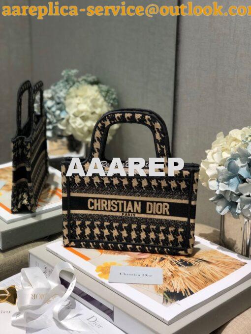 Replica Dior Book Tote in Beige Houndstooth Embroidery M1271