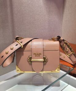 Replica Prada Cahier Leather Bag 1BD045 Tone Pink