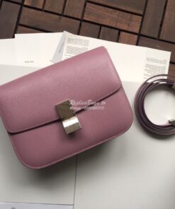 Replica Celine Classic Box Bag in Calfskin with Cork Effect Dusty Pink