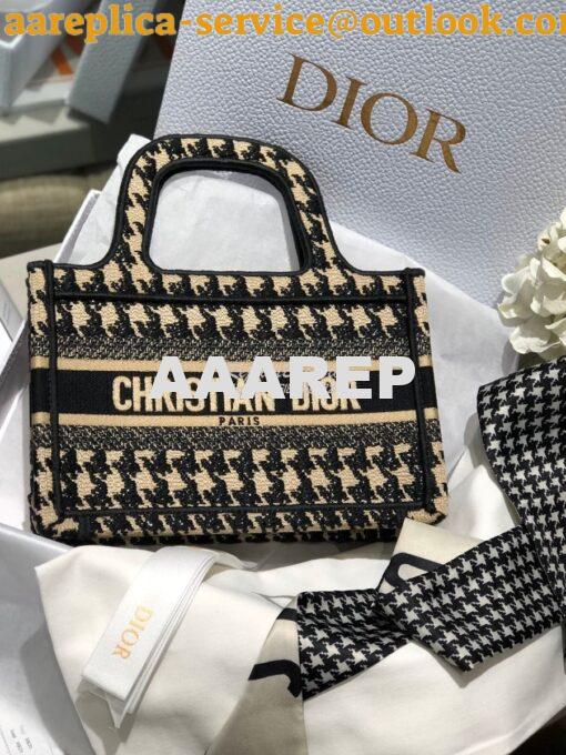 Replica Dior Book Tote in Beige Houndstooth Embroidery M1271 2