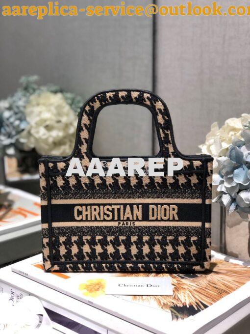 Replica Dior Book Tote in Beige Houndstooth Embroidery M1271 3