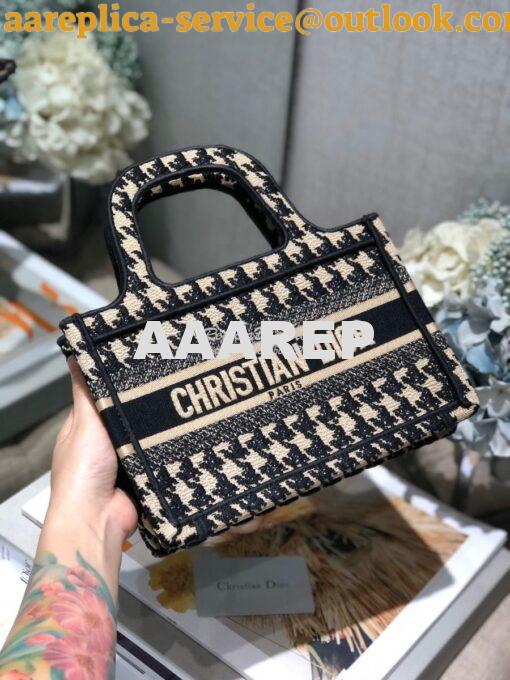 Replica Dior Book Tote in Beige Houndstooth Embroidery M1271 4