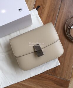 Replica Celine Classic Box Bag in Calfskin with Cork Effect White