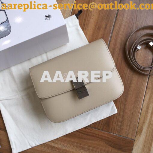 Replica Celine Classic Box Bag in Calfskin with Cork Effect White