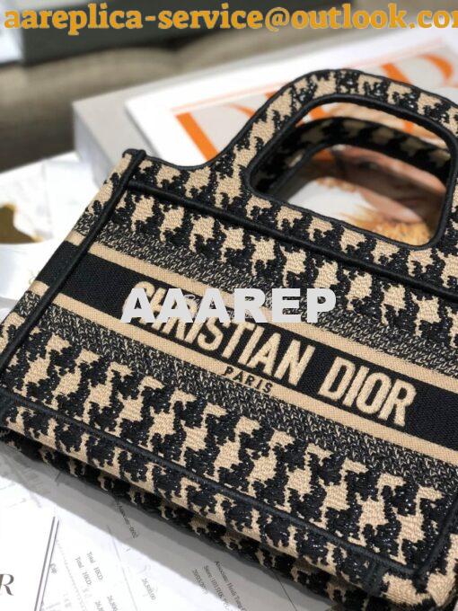 Replica Dior Book Tote in Beige Houndstooth Embroidery M1271 5