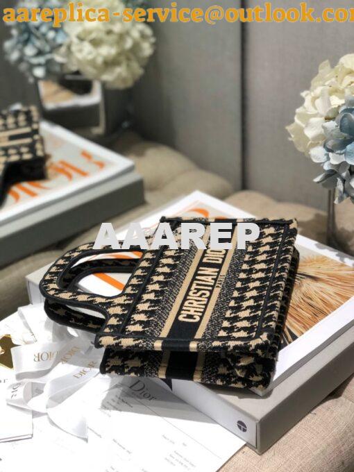 Replica Dior Book Tote in Beige Houndstooth Embroidery M1271 8