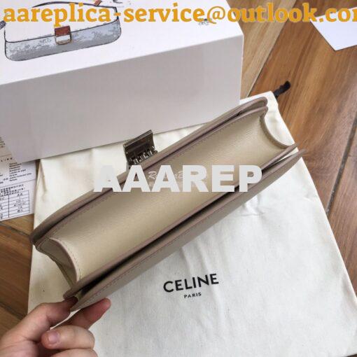 Replica Celine Classic Box Bag in Calfskin with Cork Effect White 6