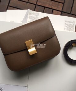 Replica Celine Classic Box Bag in Calfskin with Cork Effect Camel