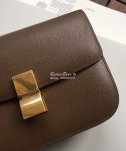 Replica Celine Classic Box Bag in Calfskin with Cork Effect Camel 2