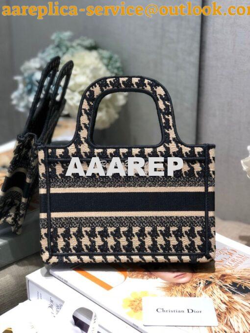 Replica Dior Book Tote in Beige Houndstooth Embroidery M1271 11