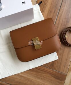 Replica Celine Classic Box Bag in Calfskin with Cork Effect Brown