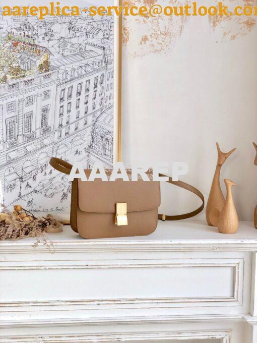 Replica Celine Classic Box Bag in Calfskin with Cork Effect Beige 2