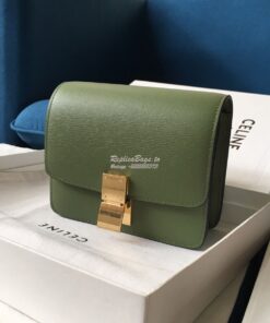 Replica Celine Classic Box Bag in Calfskin with Cork Effect Matcha