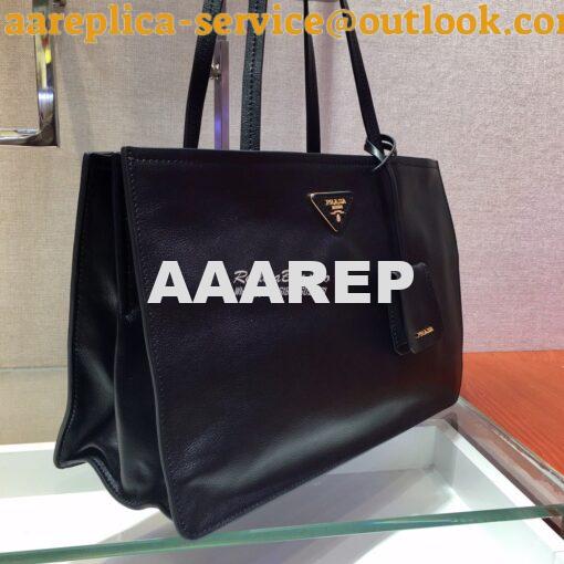 Replica Prada 20s Etiquette Leather Tote Bag 1bg122 Black 2