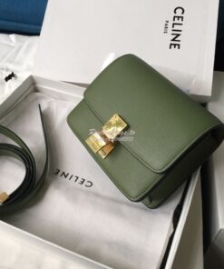 Replica Celine Classic Box Bag in Calfskin with Cork Effect Matcha 2