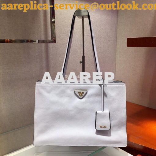 Replica Prada 20s Etiquette Leather Tote Bag 1bg122 White 2