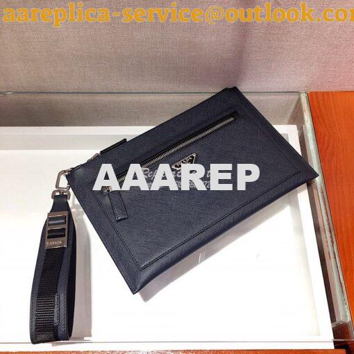 Replica Prada Saffiano Leather Pouch 2NH009 Navy 3