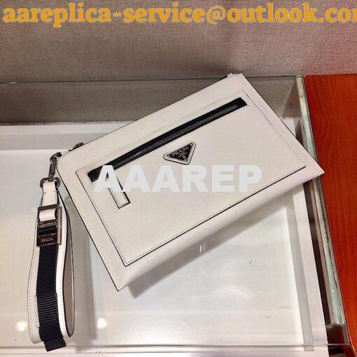 Replica Prada Saffiano Leather Pouch 2NH009 White 3