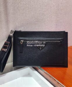 Replica Prada Saffiano Leather Pouch 2NH009 Black