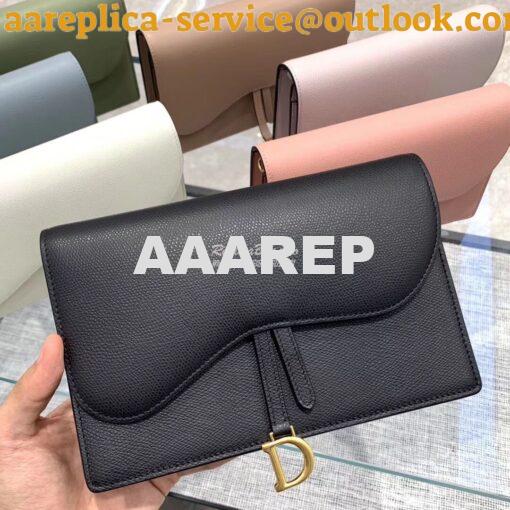 Replica Dior Black Saddle Calfskin Clutch WOC 2