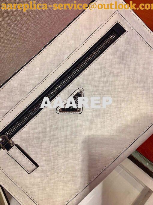 Replica Prada Saffiano Leather Pouch 2NH009 White 4