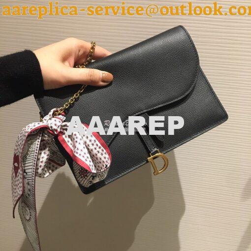 Replica Dior Black Saddle Calfskin Clutch WOC 4