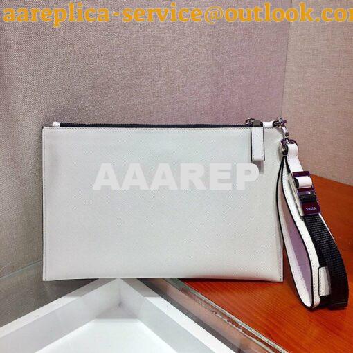 Replica Prada Saffiano Leather Pouch 2NH009 White 8