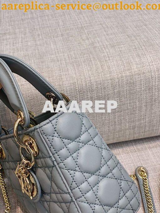 Replica Christian Dior Lady Dior Quilted in Lambskin Leather Bag Stone 5