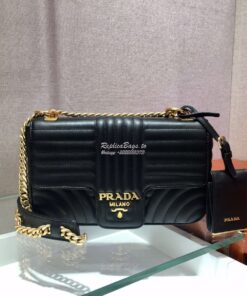 Replica Prada Diagramme Medium Leather Bag 1BD108 Black