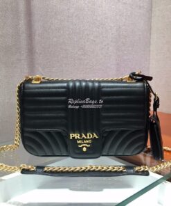 Replica Prada Diagramme Medium Leather Bag 1BD108 Black 2