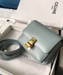 Replica Celine Classic Box Bag in Smooth Calfskin Light Blue 2