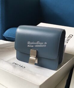 Replica Celine Classic Box Bag in Smooth Calfskin Ash Blue