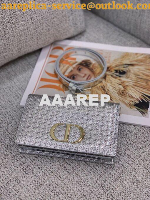 Replica Dior 30 Montaigne 2-in-1 Pouch in Metallic Silver Microcannage 3