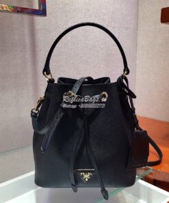 Replica Prada Saffiano Leather Bucket Bag 1BE032 Black 2