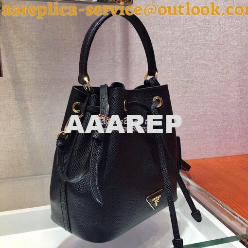 Replica Prada Saffiano Leather Bucket Bag 1BE032 Black 3