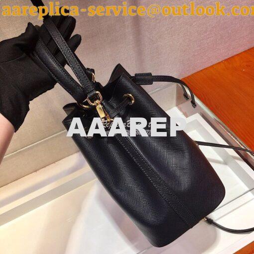 Replica Prada Saffiano Leather Bucket Bag 1BE032 Black 4