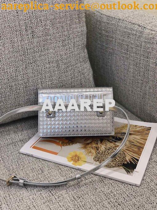 Replica Dior 30 Montaigne 2-in-1 Pouch in Metallic Silver Microcannage 7